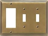 ART DECO STEP Satin Antique Brass Switchplates Outlet Covers, Rocker, GFCI