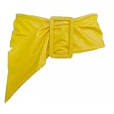 YELLOW ULTRA SOFT SQUARE BUCKLE WIDE SASH CINCH BELT