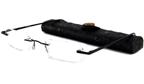 Click here to buy Able Vision Tube Readers Reading Glasses - LPR25 Black with Matte Black Leather Case by Able Vision.