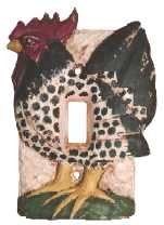 Light Switch Plate Rooster Rustic Black and White Single SwitchPlate Cover
