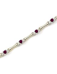 14kt Yellow Gold Round Ruby and Diamond Bracelet