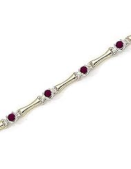 14kt Yellow Gold Round Ruby and Diamond Bracelet