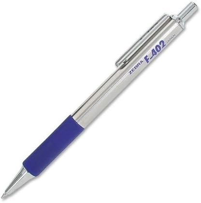 Wholesale CASE of 25 - Zebra F402 Retractable Ballpoint Pen-Ballpoint Pen,Retract,.7mm,Blue Ink,Stainless Steel