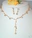 Bridal Wedding Prom Bridesmaid Necklace Earring Jewelry Trellis Set Crystal Gold Finish
