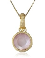 Sterling Silver, Gemstone, and White Glass Doublets Hammered Pendant Necklace, 18"