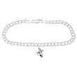 Silver Figure Skater Ice Skate on 4 Millimeter Charm Bracelet