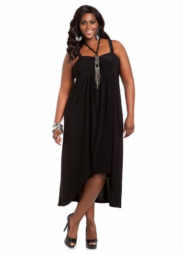 Ashley Stewart Women's Plus Size Embellished Hi-low Dress Black 16 Ashley Stewart Women's Plus Size Embellished Hi-low Dress Black 16