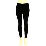 Winter Velour Velvety Velvet Thick Warm Ski Snow Leggings Stretch Tights Black Small