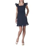 Juniors' Xhilaration® Flutter-Sleeve Bib-Front Dress - Navy