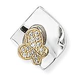 18ct 2 Tone Gold Diamond Butterfly on a Square Pendant on 18 inch Chain