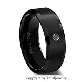 8MM Men's Black Tungsten Carbide Ring With BLACK DIAMOND Wedding Bands (8)