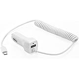 CauCau 10W Retractable Dual Output Car Charger with 3-Foot Charging Cable for Samsung Galaxy S5 Active, S4, S4 mini, S3, S3 mini, Samsung Galaxy Note 4, 2, Google Nexus 6,5, 4, Motorola Moto X