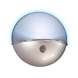 LED Satin Nickel Sphere Decorative Night Light / Dusk to Dawn Sensor Night Light