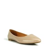 City Classified Beige Patent Pointy Toe Ballet Flats