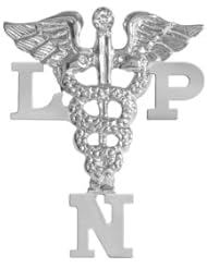 NursingPin - Licensed Practical Nurse LPN Lapel Pin with Diamond in Silver