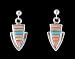 Southwestern Native American Handcrafted Turquoise and Pink Coral Arrowhead Dangle Earrings in Sterling Silver, #1700