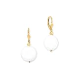 14K Gold Plated White Agate Earrings