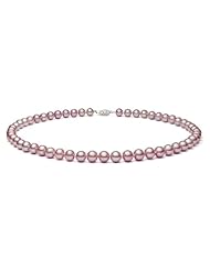 PremiumPearl 6-6.5mm Pink Freshwater Pearl Necklace AAA Quality 14K Yellow Gold, 17" Length