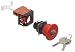 Omron A22E-MK-01 Emergency Stop Key Push Button and Switch, Screw Terminal, IP65 Oil-Resistant, Non-Lighted, Push-Lock Key-Reset Operation, Red, 40mm Diameter, Single Pole Single Throw Normally Closed Contacts