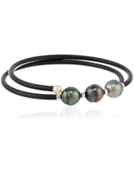 Baggins Tahitian Pearl Memory Wire PVC Tubing Double Wrapped Bangle Bracelet, 13"