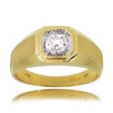 Yellow Gold Mens Wedding Ring Band Solitaire Diamond