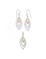 MMA Silver - 18 Karat Gold Plate and Sterling Silver Pendant and Earring Set
