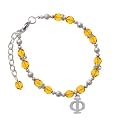 Greek Letter "Phi" Yellow Czech Glass Beaded Charm Bracelet [Jewelry]