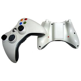 White XBOX 360 Wireless Game Controller w Dual Hidden Rapid Fire Trigger Buttons by MS