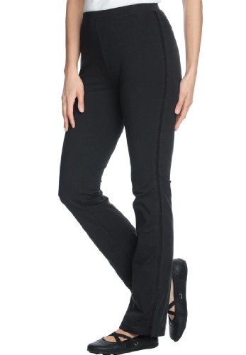 Plus Size Tall Stretch Yoga Pants With Side Stripes (Black Black,3X) On Sale