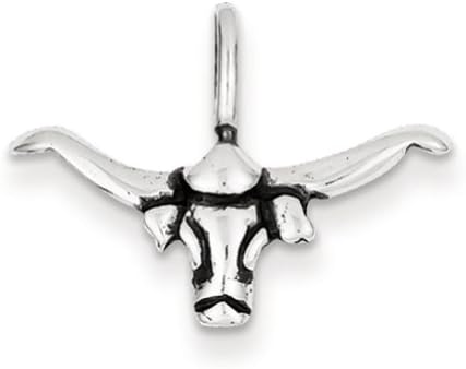 Sterling Silver Bull w/Horns Pendant, Pendants for Necklace, Women Jewelry