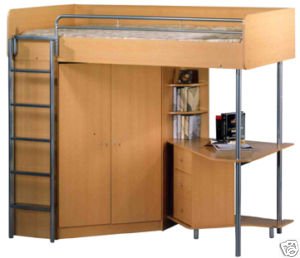 Atlantis High Sleeper Bunk Bed with Desk and Wardrobe: Amazon.co.uk ...