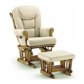 Plush Sleigh Glider with Ottoman color Pecan by Shermag