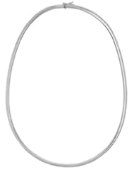 14K 16" White Gold 4.4mm Polish Diamond Cut Classic Omega Necklace With Box Catch