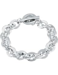 Jewelplus 10.23mm Link Bracelet with Toggle Clasp Sterling Silver 7.75 Inch