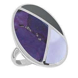 Boma Sterling Silver Oval & Purple Mix Inlay Ring