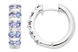7/8 Carat Tanzanite Sterling Silver Hoop Earrings