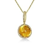 14k Gold Citrine and Diamond Pendant
