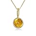 14k Gold Citrine and Diamond Pendant