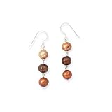 Sterling Silver Golden Brown Fresh Water Pearl Dangle Earrings