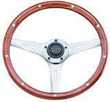 Collectors Edition Steering Wheel 14 in. Diameter 3.5 in. Dish Inc. Styling Sleeve Lightly Stained Mahogany Wood Grip w/Rivets