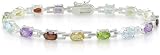 Sterling Silver Multi-gemstone Link Bracelet
