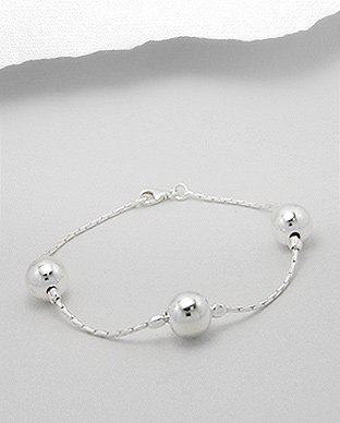 Bracelet En Argent 925 - Design De Boules - 18.75 