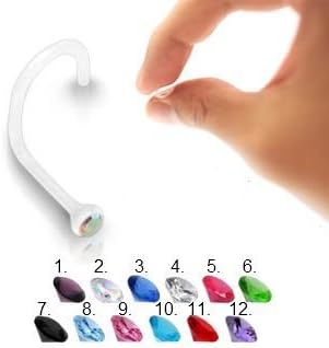 Miuu nose piercing curved - Bioflex - white [05.] - pink