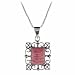 Genuine Rhodocrosite Stone Sterling Silver Filigree Rectangle Pendant