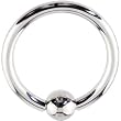 Solid 14KT White Gold 14 Gauge 1/2" Ball Captive Ring 5mm Ball