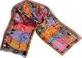 Feline Family Portrait Silk Scarf with Sequins by Laurel Burch