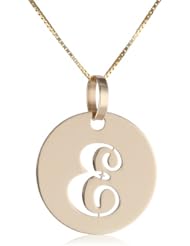 14k Yellow Gold Italian Script Initial Disc Pendant Necklace, 18"