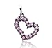 14K W Gold Pink Sapphire 3D Open Heart Bracelet Charm