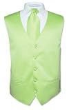 Men's LIME GREEN Dress Vest and NeckTie Set for Suit or Tuxedo