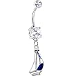 Blue White Sailing Sailboat Belly Ring